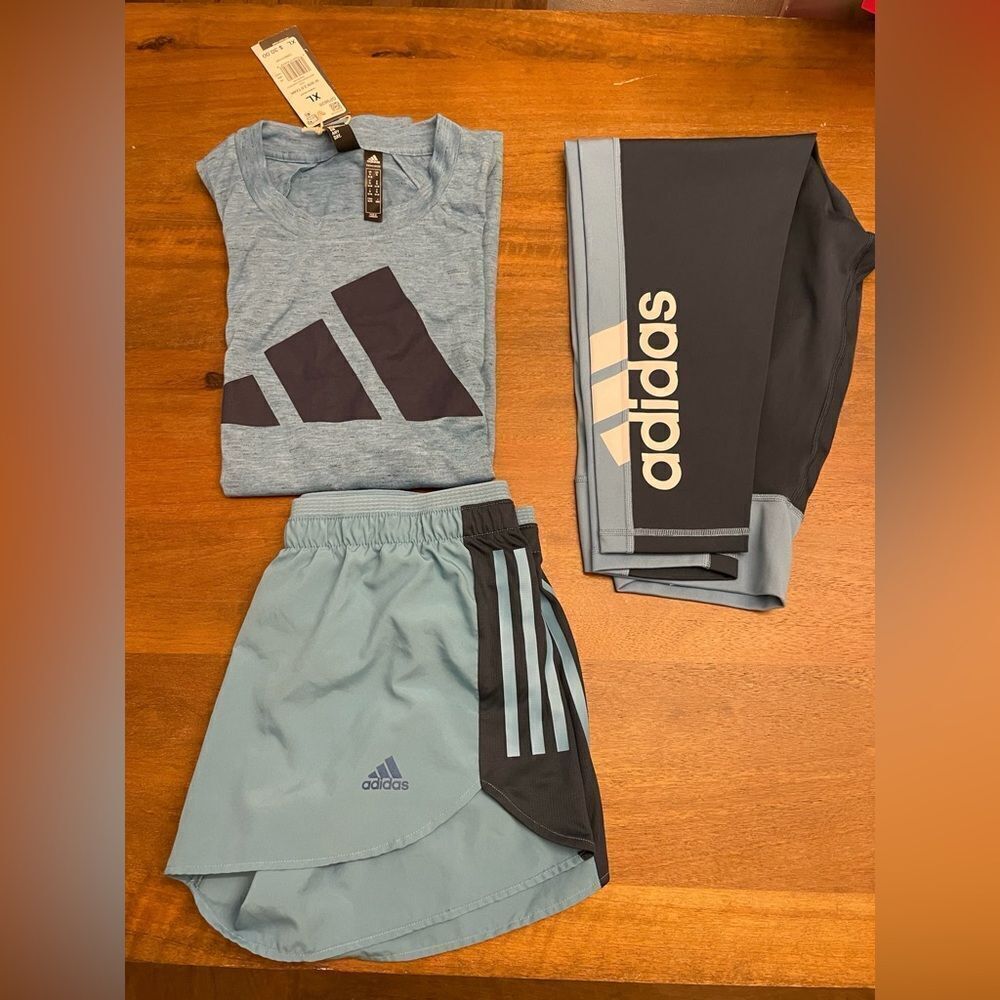 3 Pcs Adidas Matching Sports Wear TANK-SHORTS-LEGGINGS. - Picture 8 of 8
